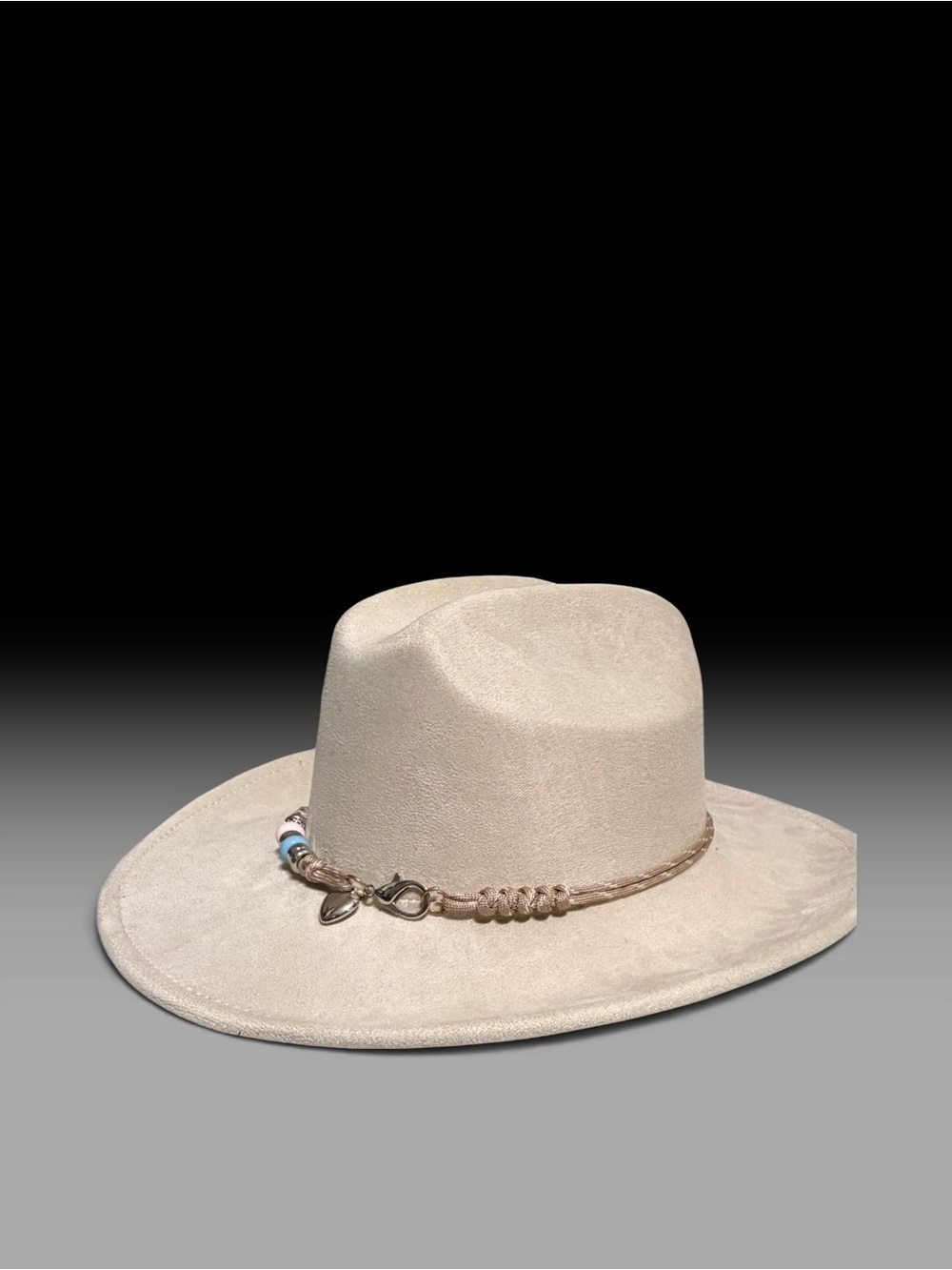 NWT cream cowboy hat with beaded band